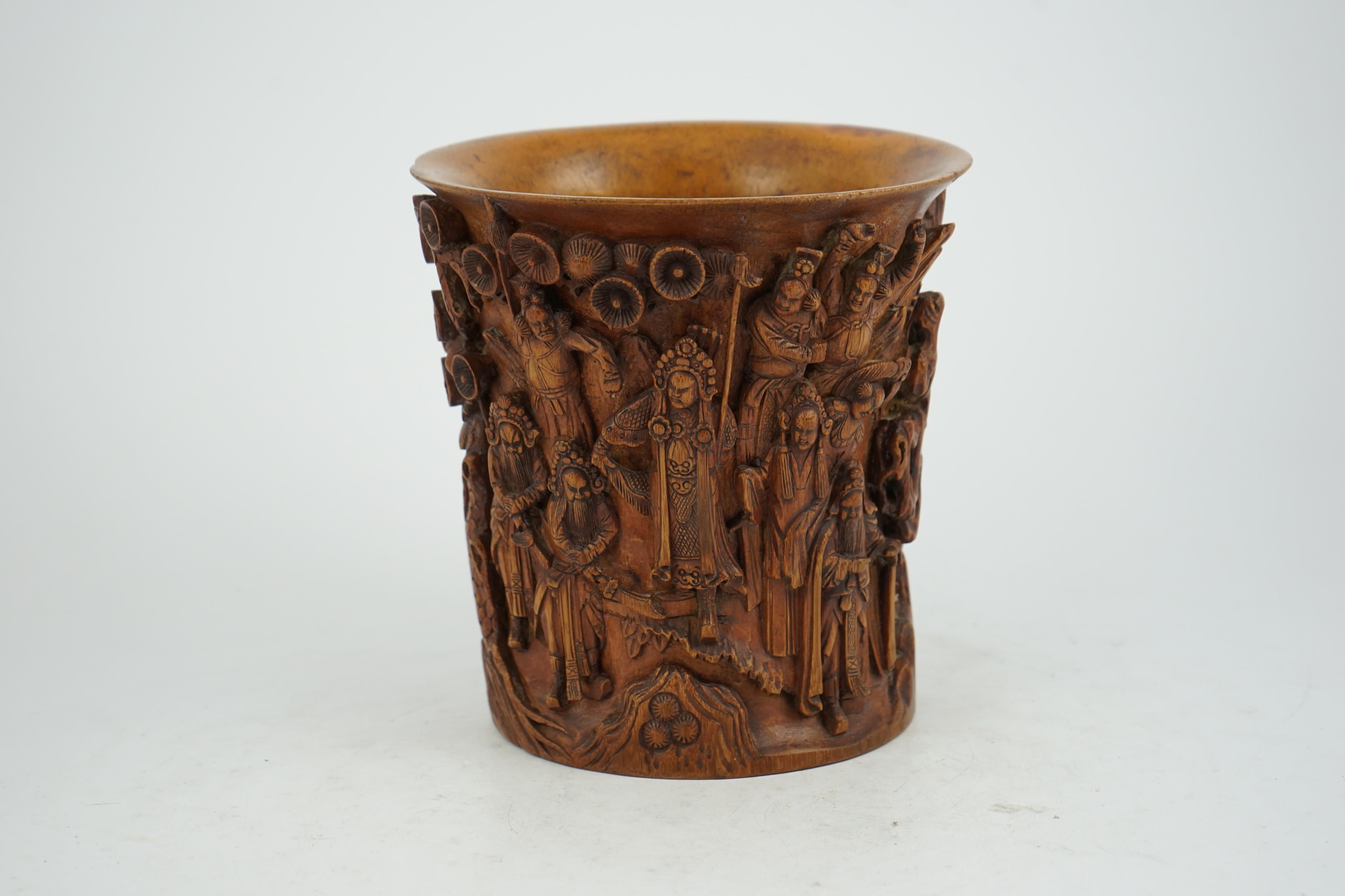 A Chinese bamboo brush pot, 19th century
